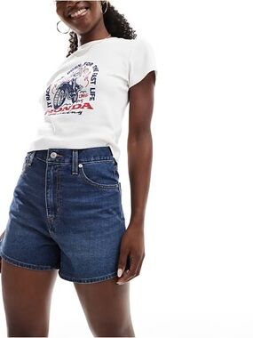 Levi's Dark Blue Denim High-Rise Jean Shorts